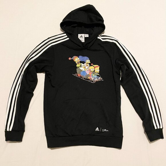 Adidas The Simpsons Homer Family Graphic Hoodie Black Sweater Hooded Mens Small - Picture 1 of 16